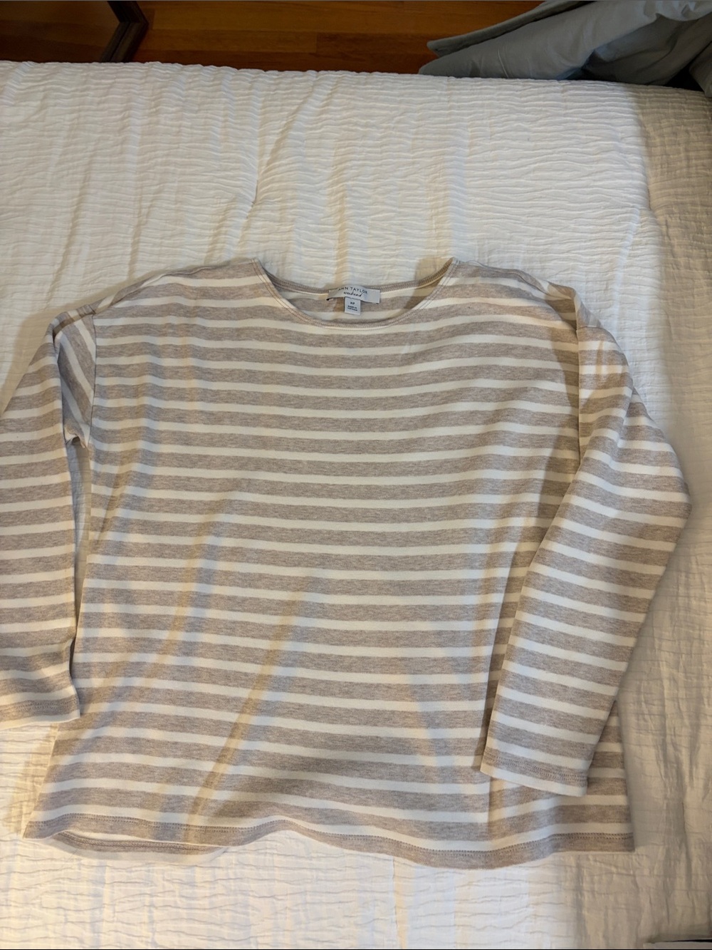 Ann Taylor Cotton Striped Long-Sleeve Tee
